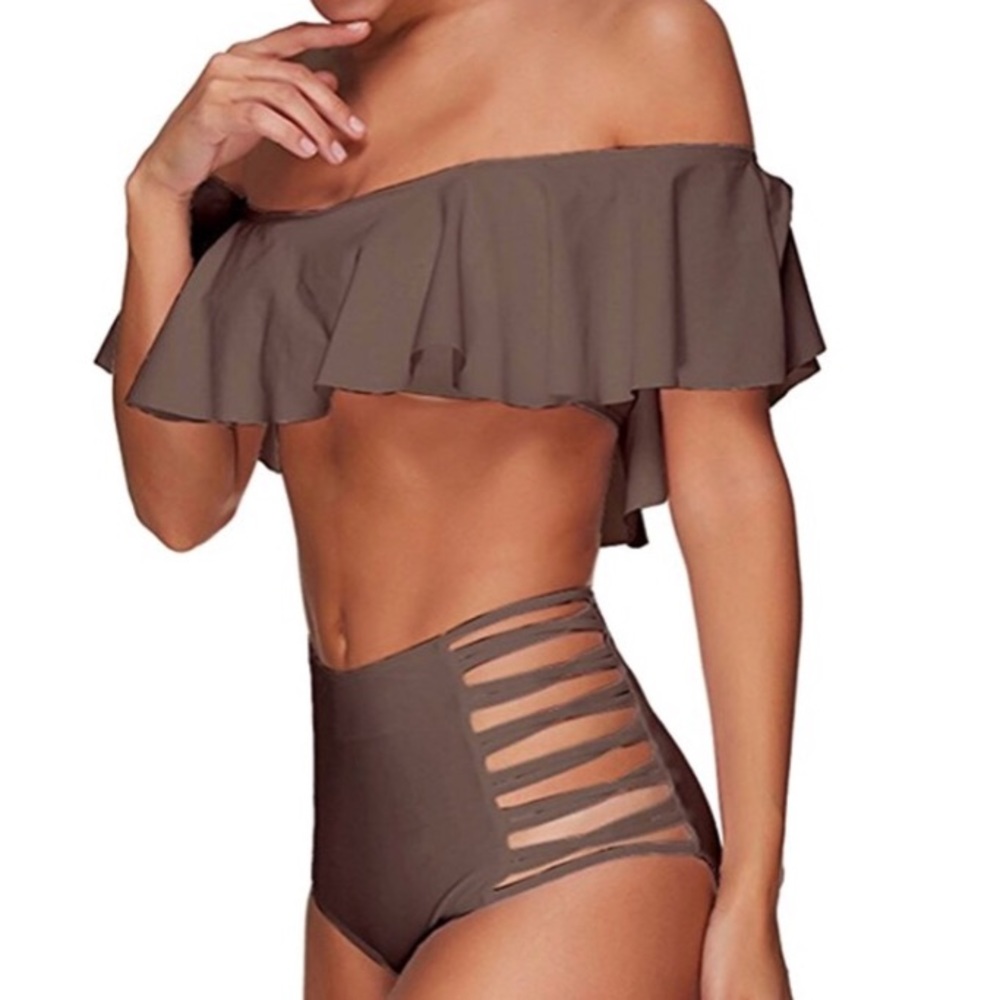 Best Seller! Sexy Strappy Bikini in Coffee - Picture 2 of 5